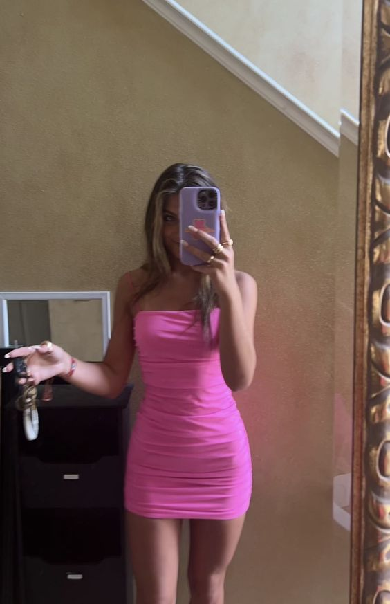 Sexy Pink Bodycon Dress Mini Homecoming Dress Y6474 - VelvetHem