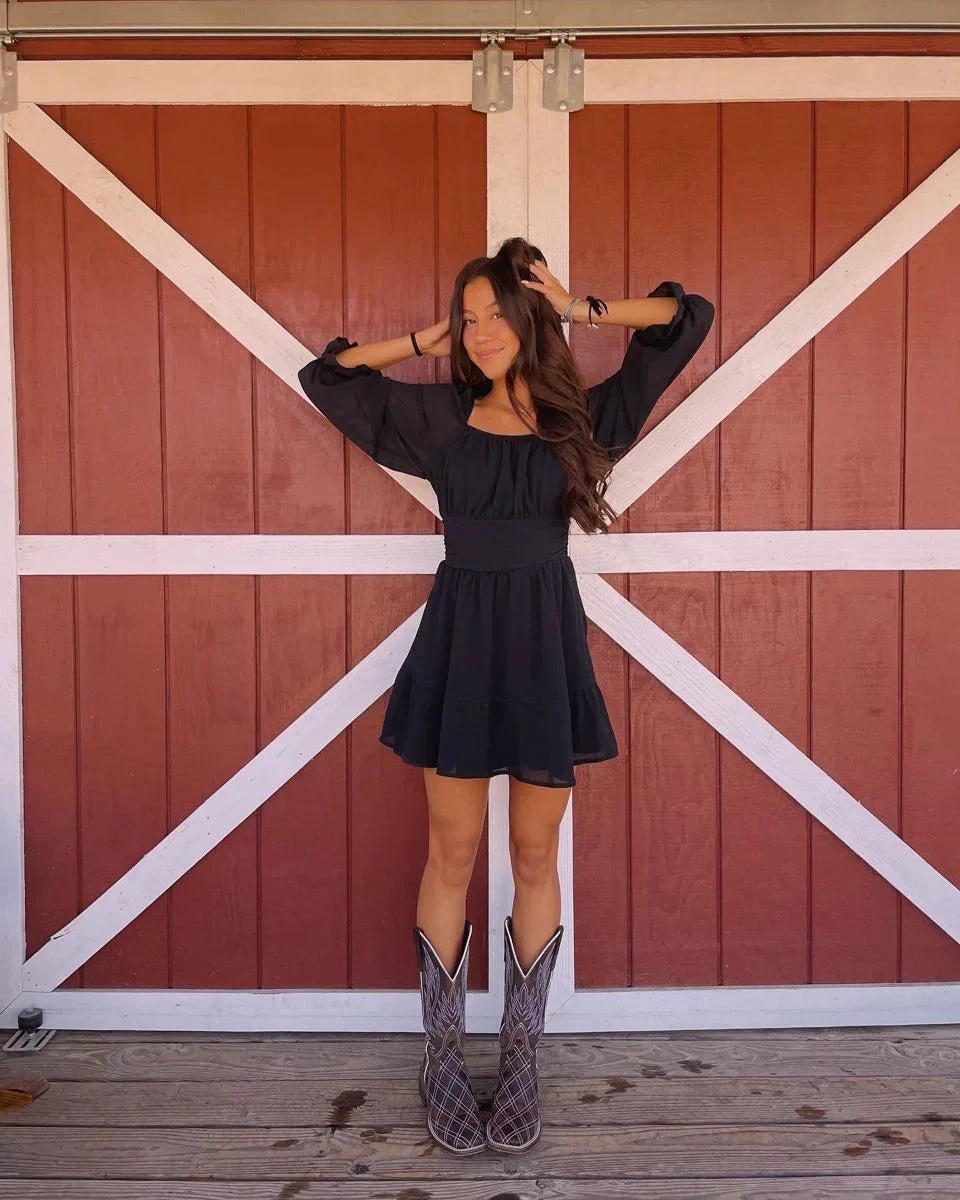 Black A-line Chiffon Homecoming Dress Casual Dress Y2836 by simplepromdress