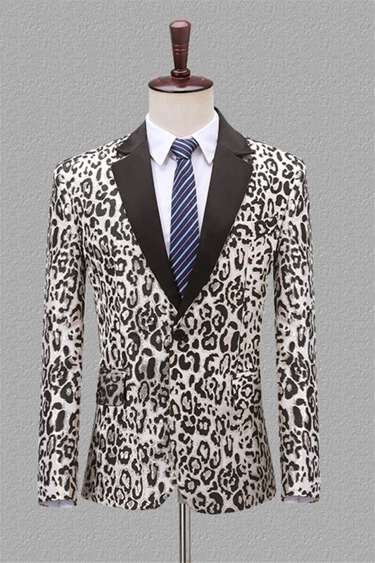 White Jacquard Notched Lapel 2 Piece Prom Suit
