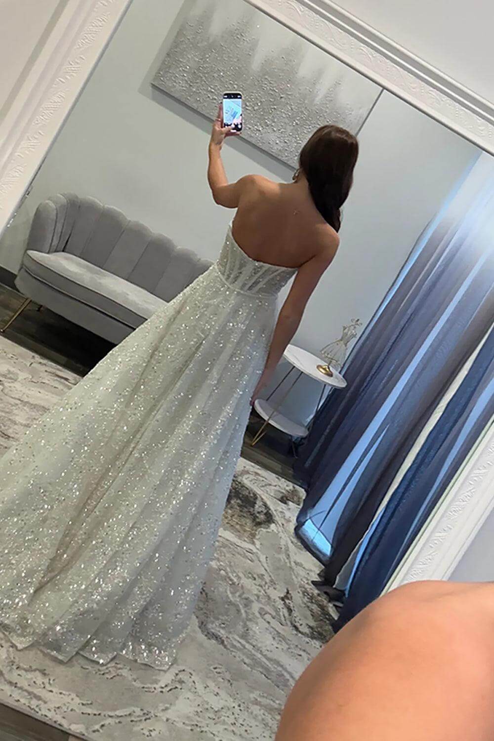 White Prom Dress Long A Line Sweetheart Formal Dress