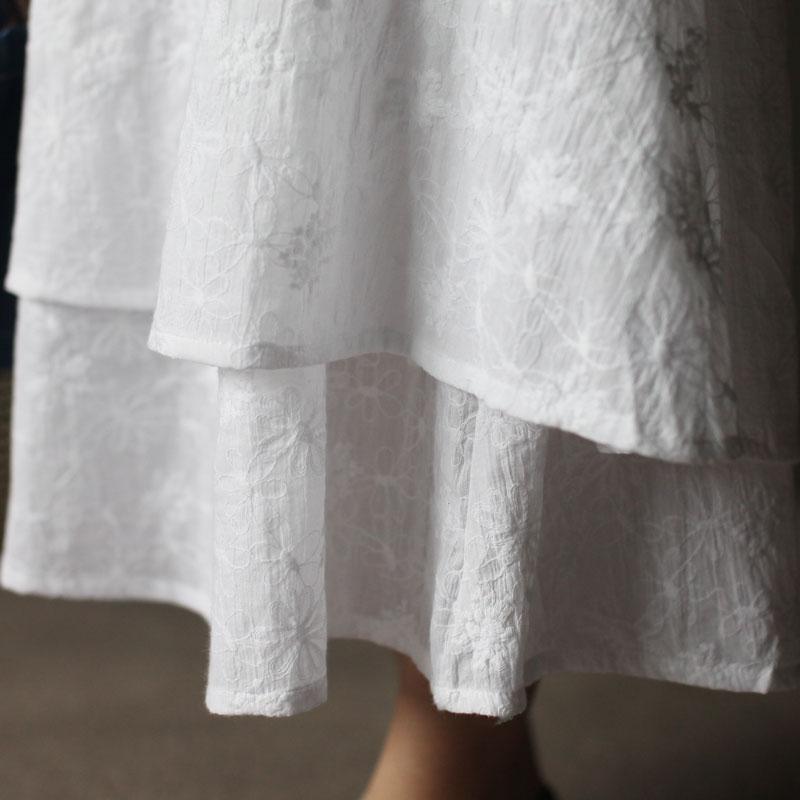 White pure cotton maxi dress layered casual sundress