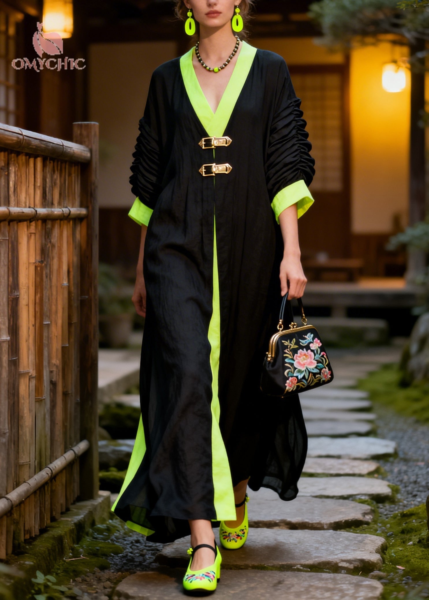 Women Black Oversized Patchwork Wrinkled Cotton Fake Two Piece Dresses Summer