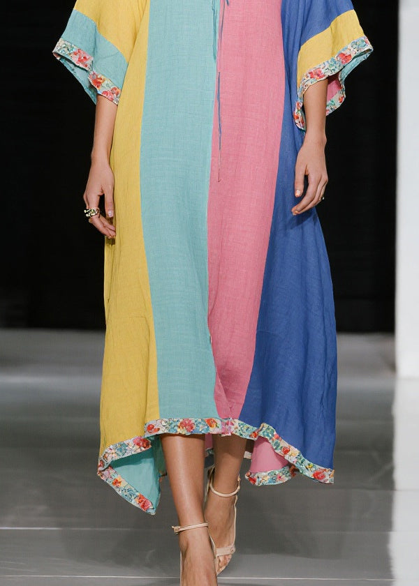 Women Colorblock Oversized Cotton Holiday Dress Summer