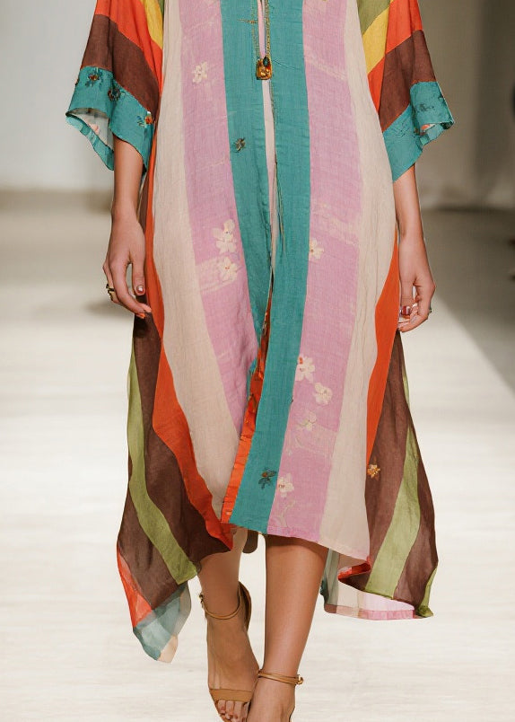 Women Colorblock Oversized Print Cotton Vacation Dresses Summer
