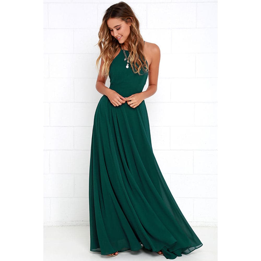 Women Plus Size Party Strap Fashion Bahemian Beach Chiffon Backless Dress