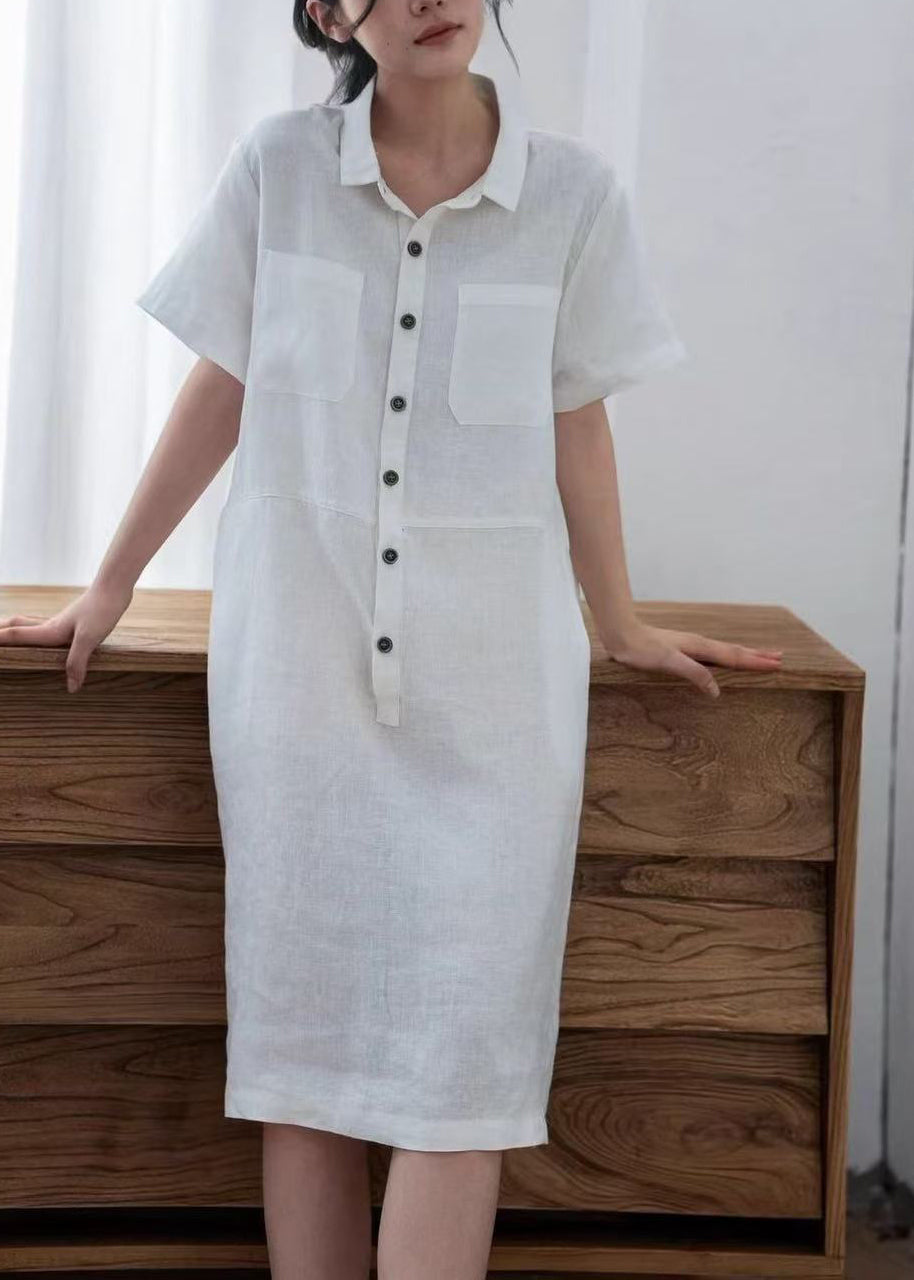 Women White Oversized Linen Maxi Dresses Summer