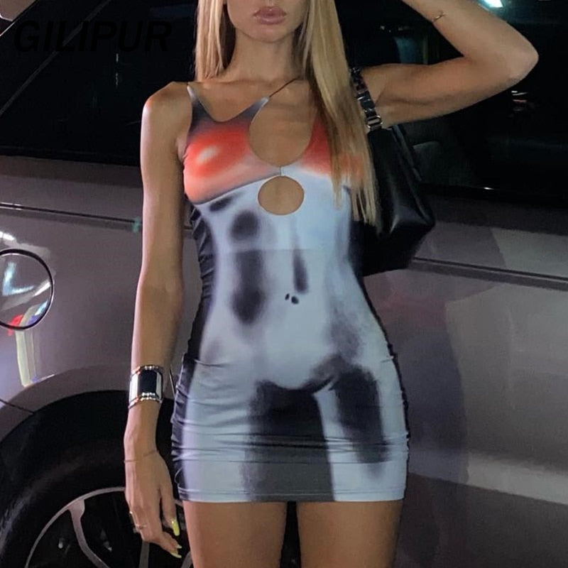 Women Y2k Summer Party Dress Slim 3D Printed Bodycon Skirts Outfits