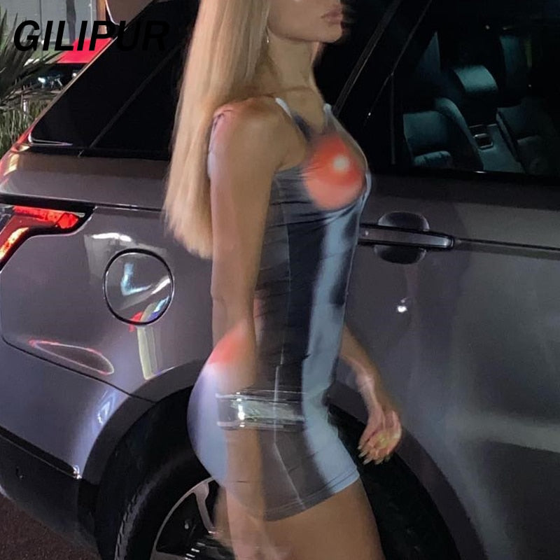 Women Y2k Summer Party Dress Slim 3D Printed Bodycon Skirts Outfits