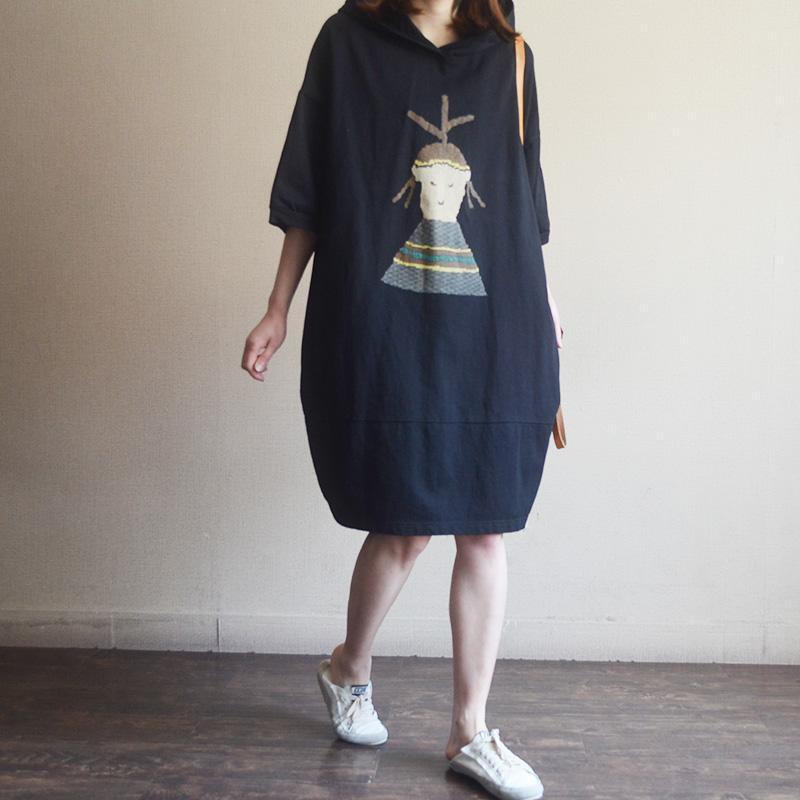 Women Casual Fashion Cartoon Hoodie Dress - Omychic