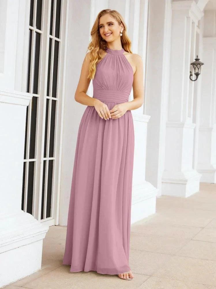 Numbersea Halter Sleeveless Bridesmaid Dresses Long for Party Wedding Evening 28054 by numbersea
