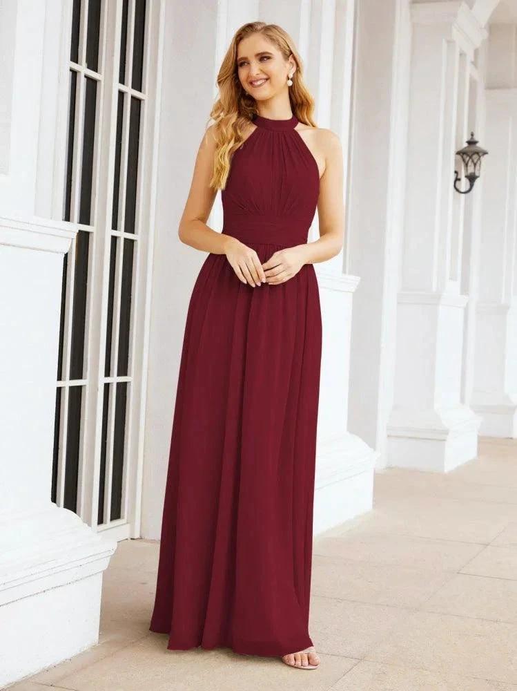 Numbersea Halter Sleeveless Bridesmaid Dresses Long for Party Wedding Evening 28054 by numbersea