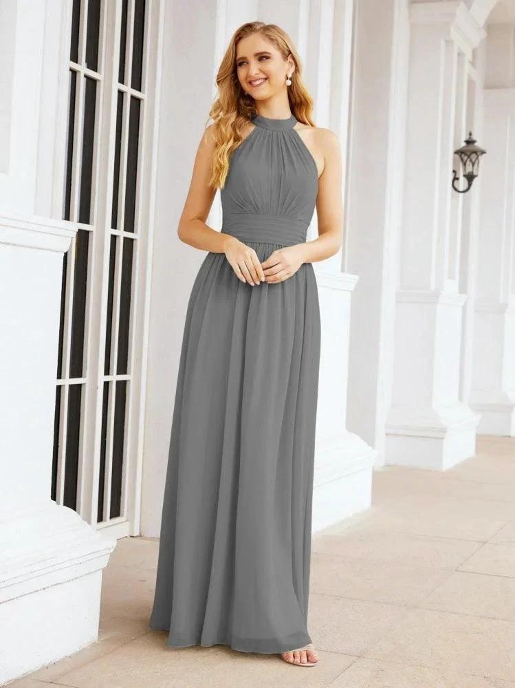 Numbersea Halter Sleeveless Bridesmaid Dresses Long for Party Wedding Evening 28054 by numbersea