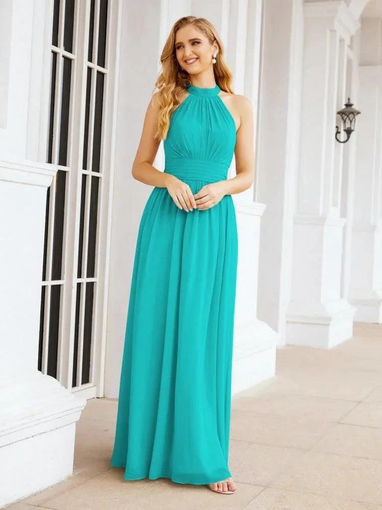 Numbersea Halter Sleeveless Bridesmaid Dresses Long for Party Wedding Evening 28054 by numbersea