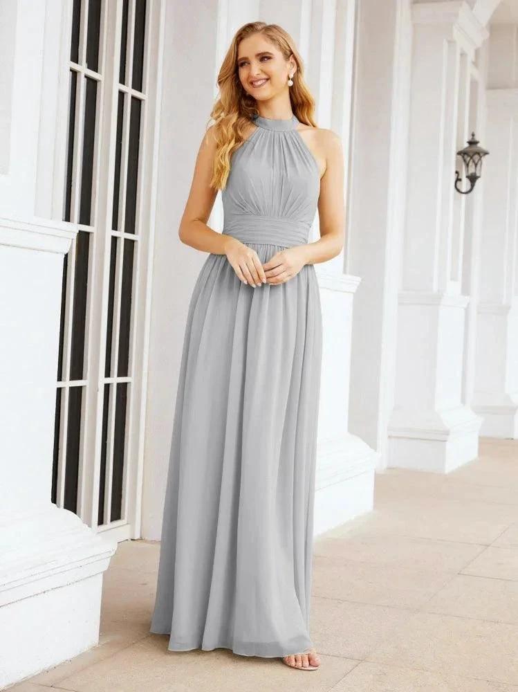 Numbersea Halter Sleeveless Bridesmaid Dresses Long for Party Wedding Evening 28054 by numbersea
