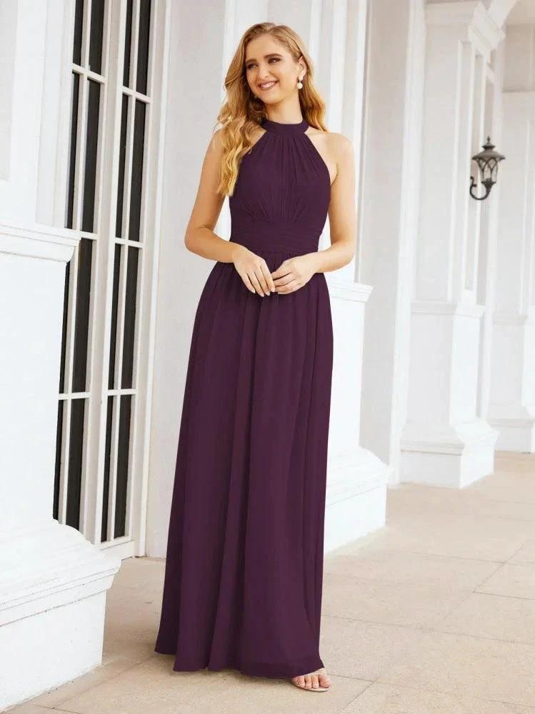 Numbersea Halter Sleeveless Bridesmaid Dresses Long for Party Wedding Evening 28054 by numbersea