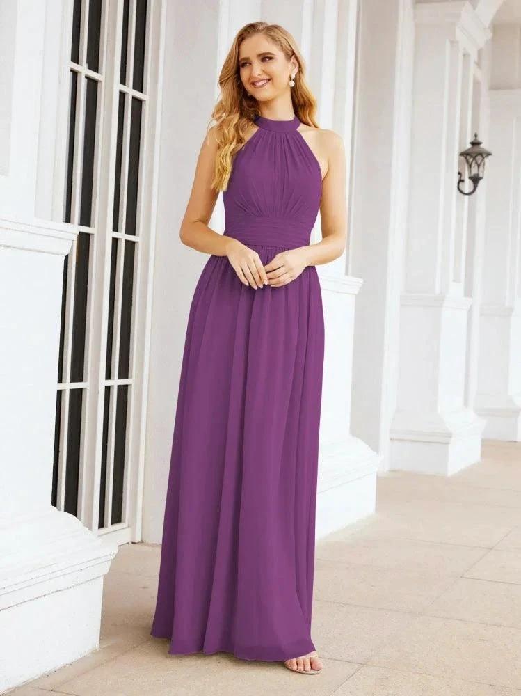 Numbersea Halter Sleeveless Bridesmaid Dresses Long for Party Wedding Evening 28054 by numbersea