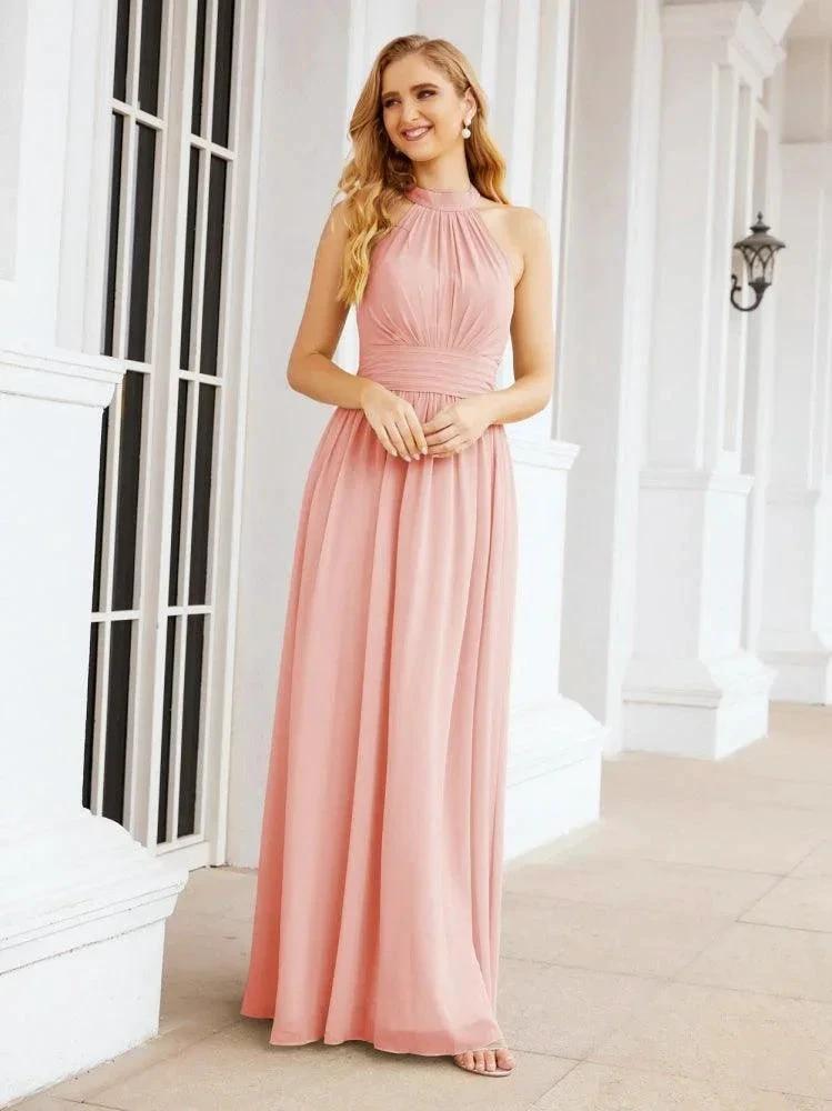 Numbersea Halter Sleeveless Bridesmaid Dresses Long for Party Wedding Evening 28054 by numbersea