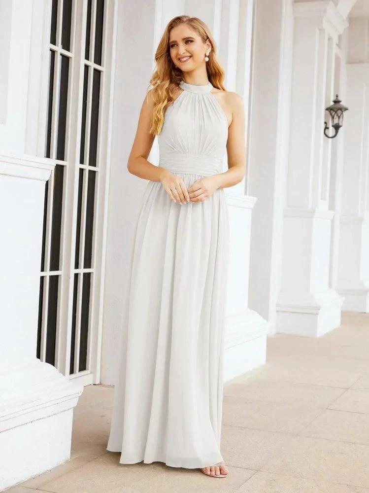 Numbersea Halter Sleeveless Bridesmaid Dresses Long for Party Wedding Evening 28054 by numbersea