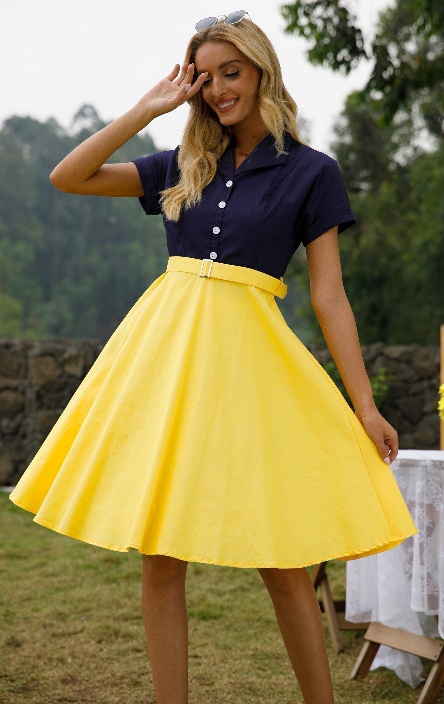 Womens 1950s Retro Rockabilly Princess Cosplay Dress short sleeve 50's 60's Party Costume Gown(S 2XL)