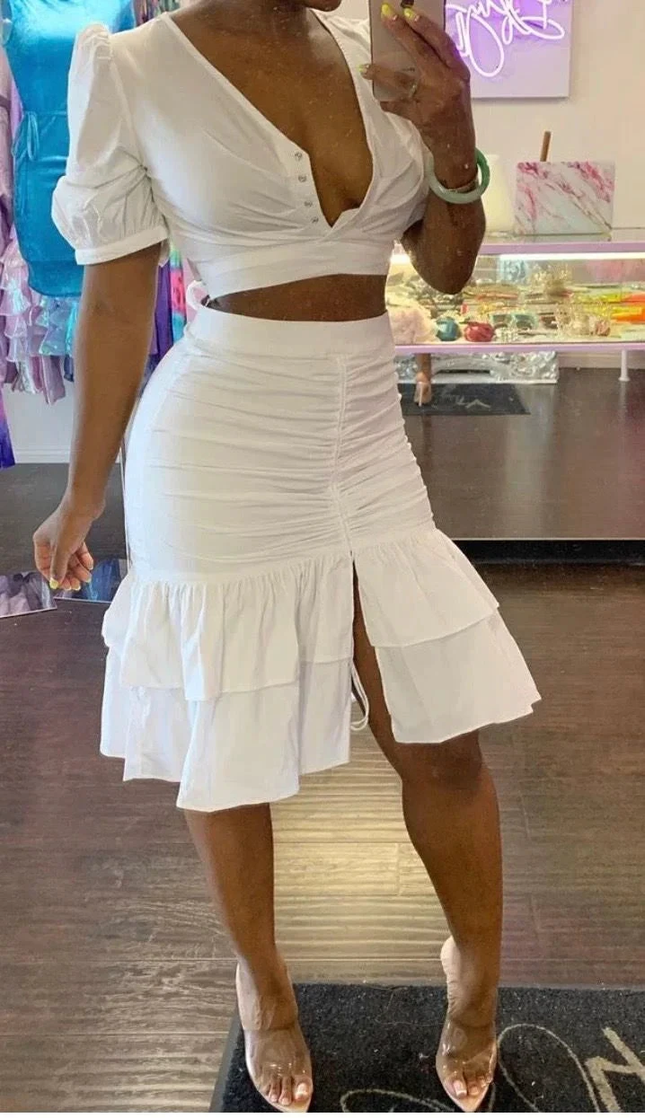 Sexy Two Piece Homecoming Dress White Party Dress Y5353 by simplepromdress