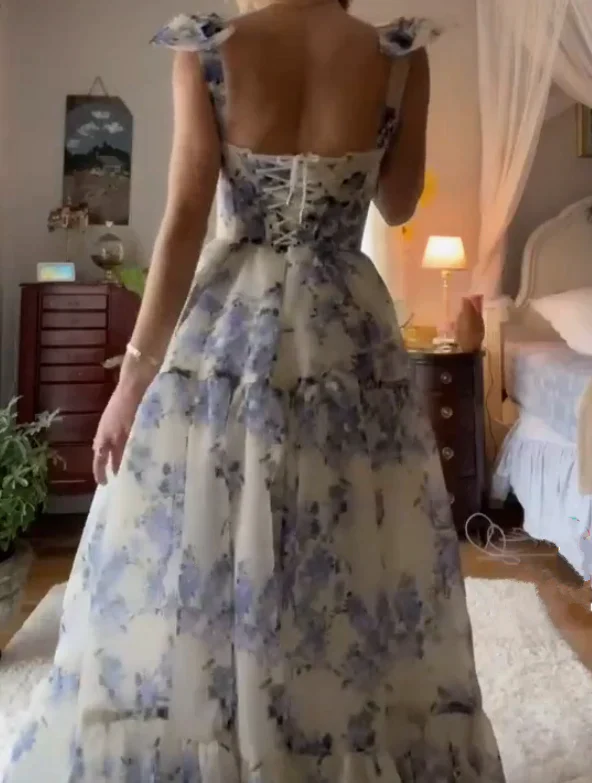 Modern A-line Straps Long Evening Prom Dresses, Custom Sweetheart Prom Dress - View 4 | VelvetHem