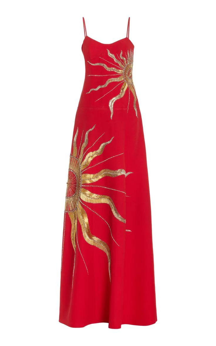 Gorgeous Red Satin Gold Sequins Prom EVening Dress,Formal Party Gown - View 5 | VelvetHem