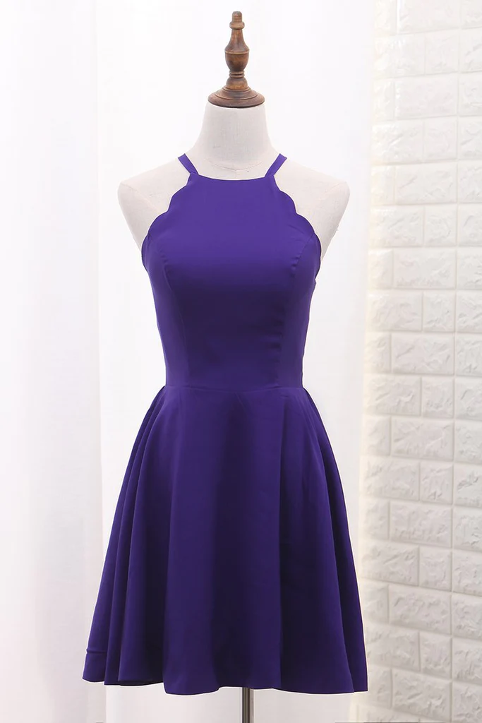 Spaghetti Straps A Line Cocktail Dresses Short Homecoming Dress - VelvetHem