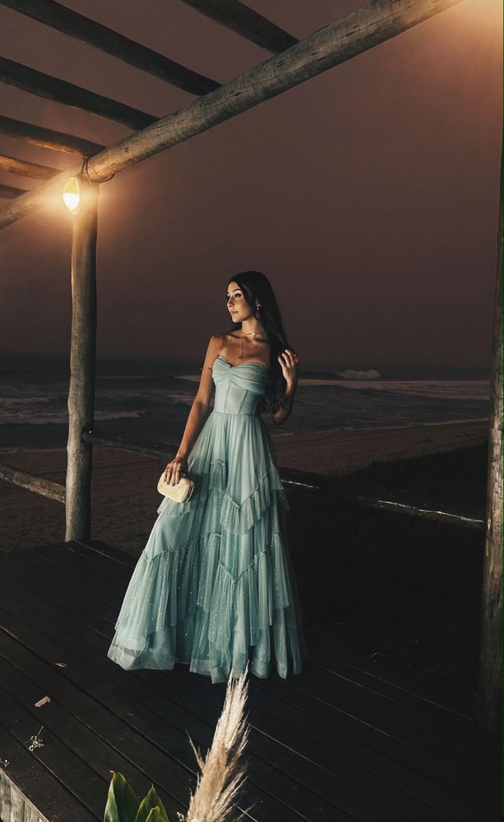 Fairy Blue Tulle Sequins Party Dress A Ling Layered Prom Evening Dress