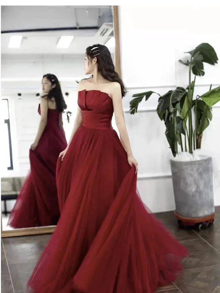 Strapless prom dress,red party dress,charming wedding dress Y1298 by simplepromdress