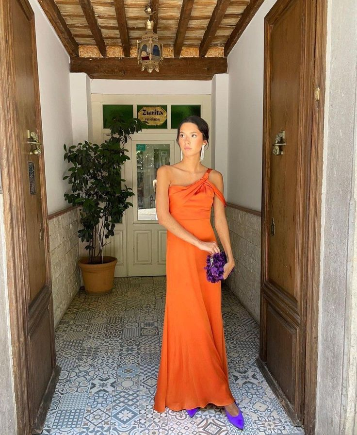 Elegant Orange Mermaid Prom Dress,Orange Evening Dress - View 3 | VelvetHem
