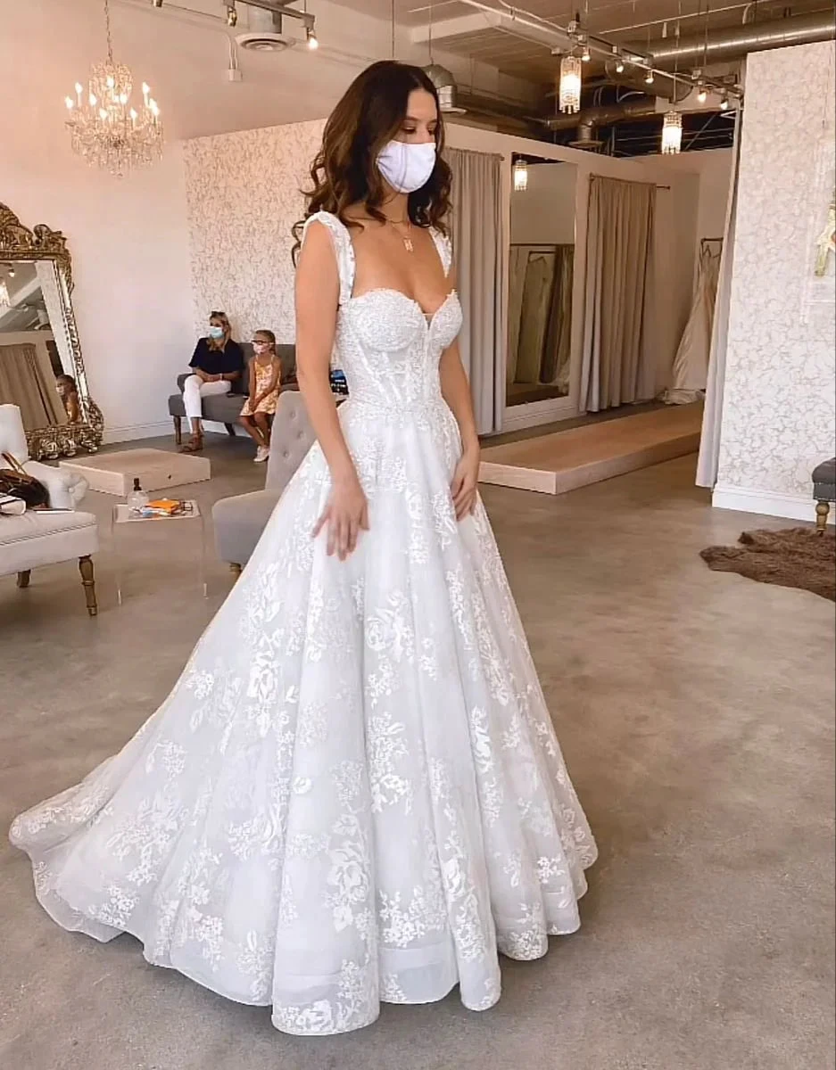 Charming A-line White Tulle Lace Wedding Dress,White Bridal Dress (ZD13624) - VelvetHem