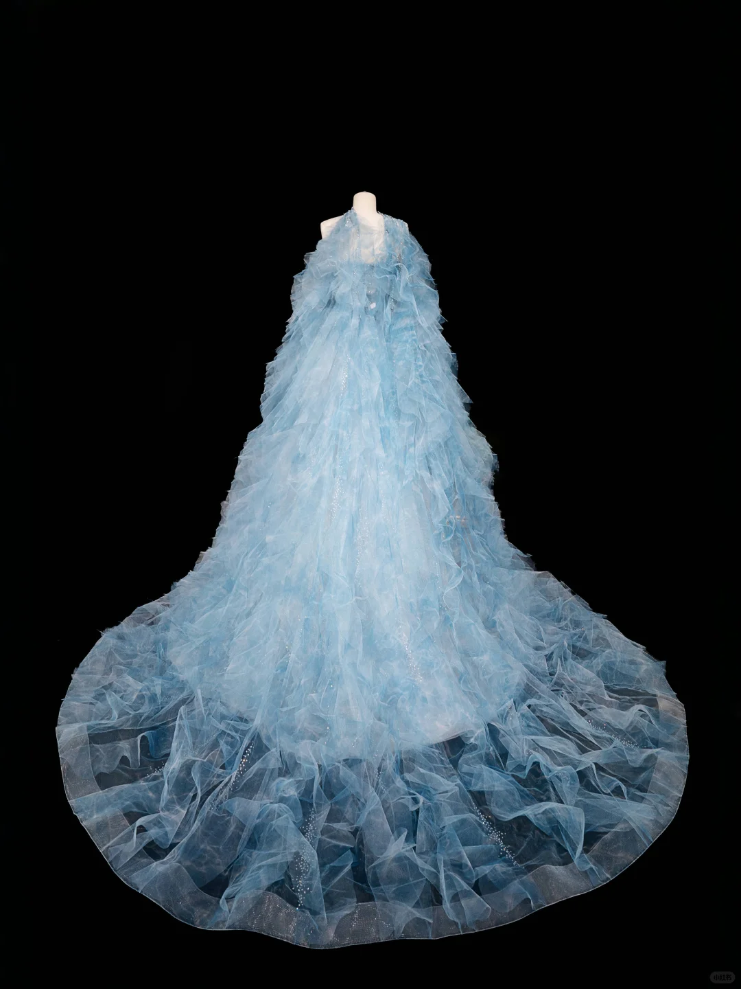 Dream Blue Tulle Beaded A Line Prom Dress Long Evening Dress Y8691