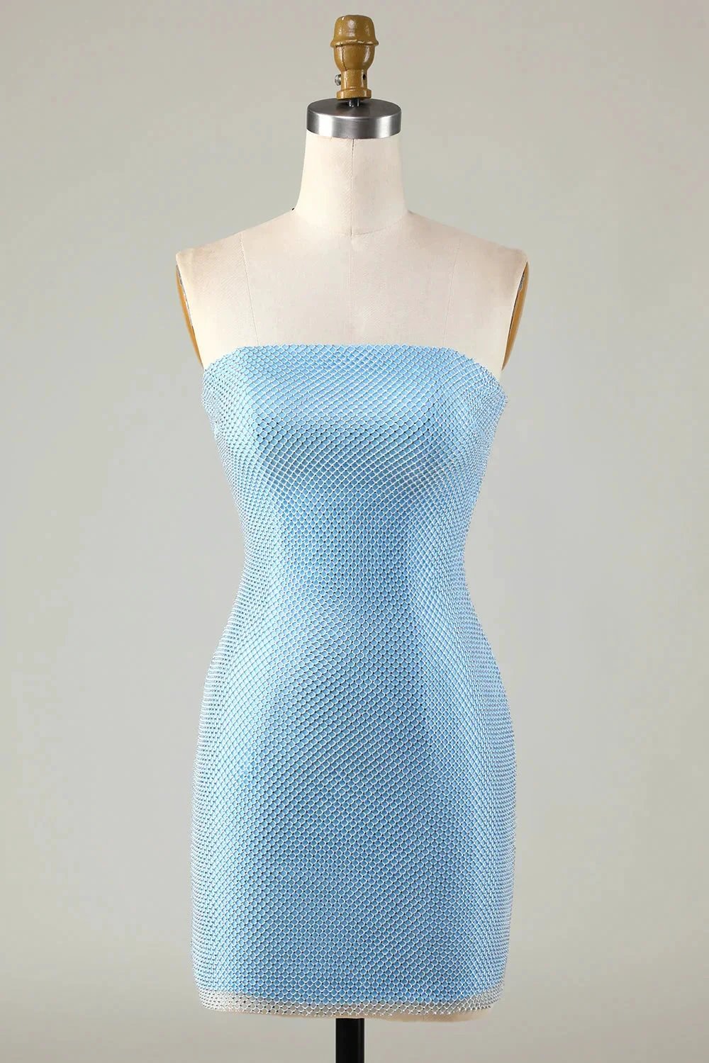 Blue Tight Beaded Short Homecoming Dress With Detachable Sleeves (ZD11546) - VelvetHem