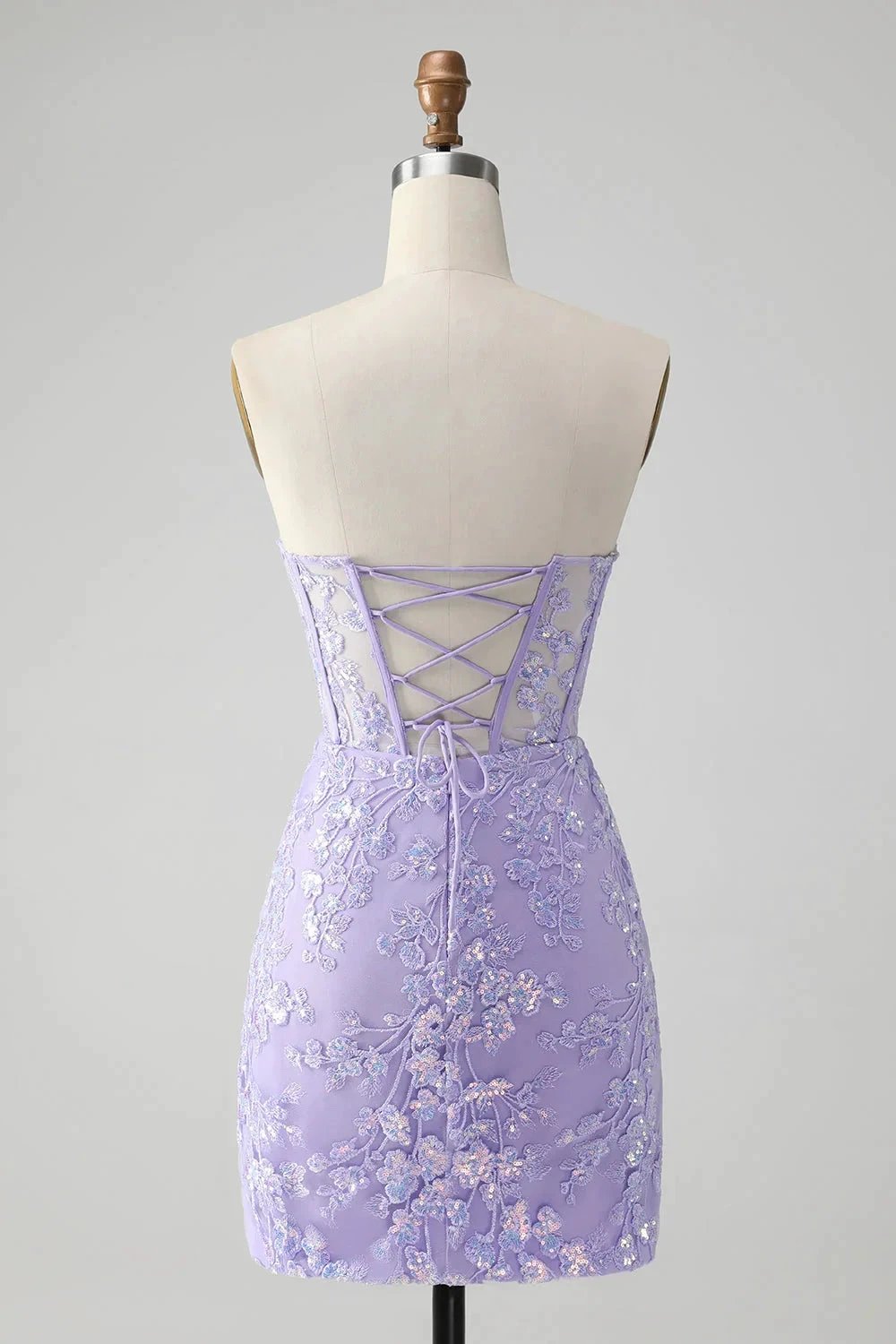Classy Lilac Bodycon Sweetheart Corset Short Homecoming Dress with Sequins (ZD11496)