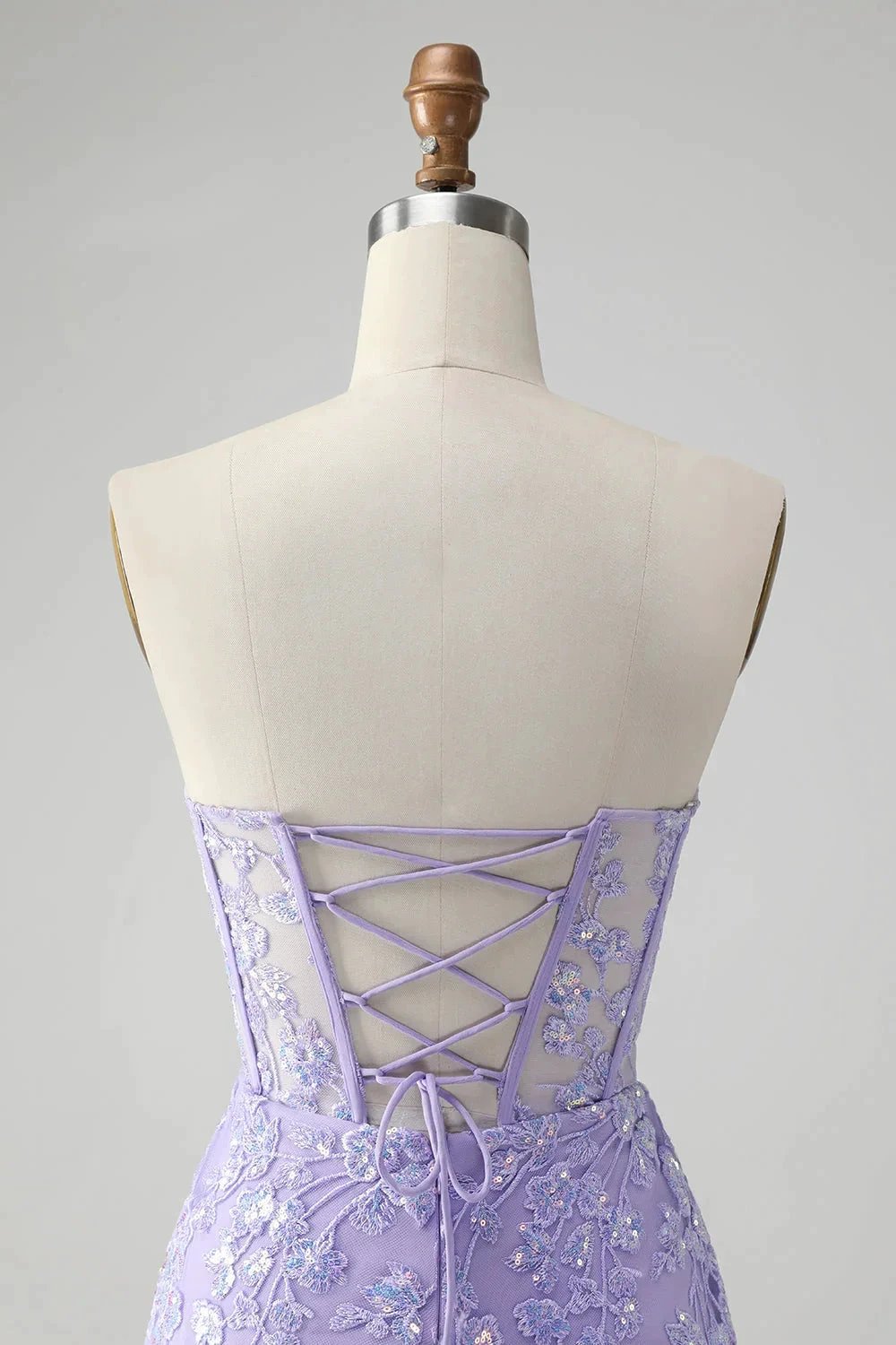 Classy Lilac Bodycon Sweetheart Corset Short Homecoming Dress with Sequins (ZD11496)
