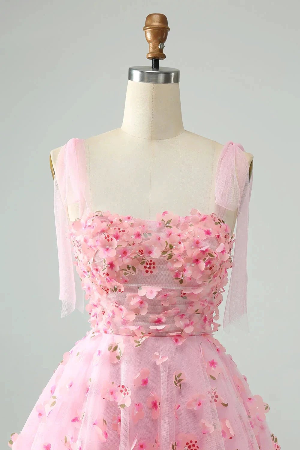 Cute Pink A Line Pearls Corset Short Homecoming Dress with Appliques Flower (ZD11446)