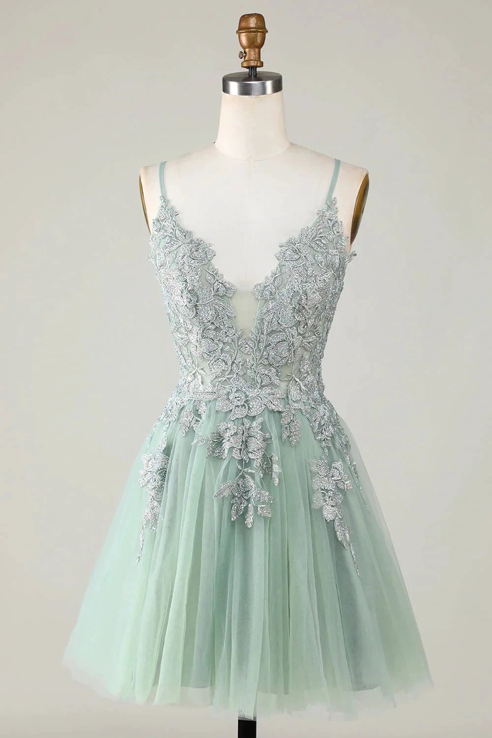 Blush A Line Spaghetti Straps Short Homecoming Dress with Appliques by WEDTREND