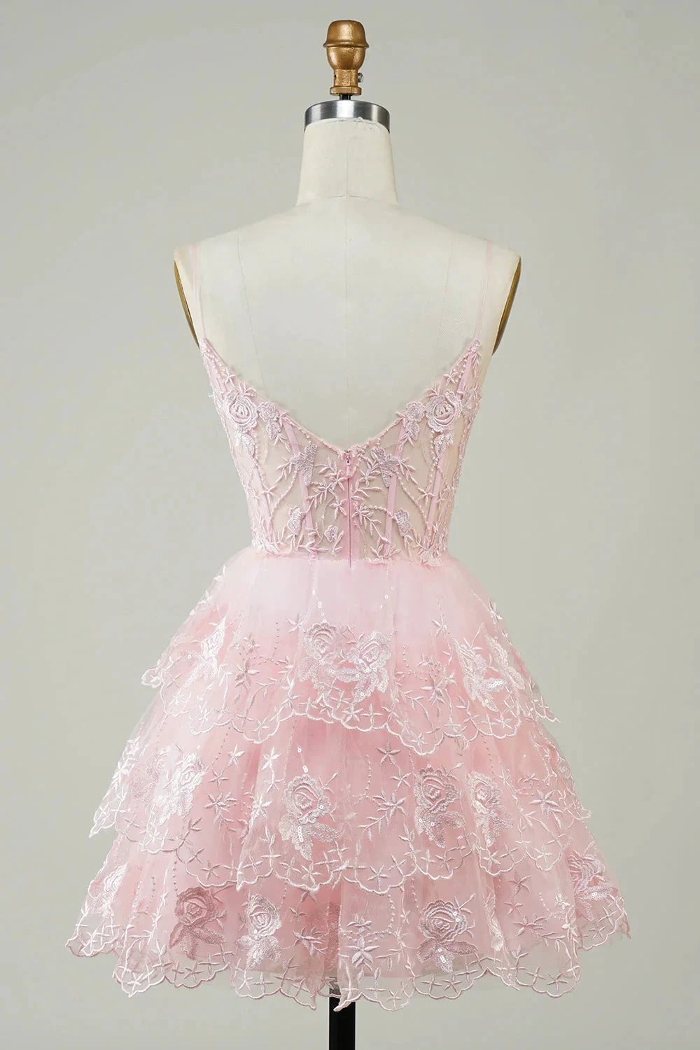 Cute Black A Line Sparkly Sequin Tiered Corset Short Homecoming Dress (ZD11484)