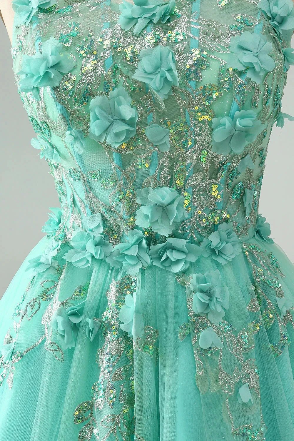 Cute Green A Line Spaghetti Straps Corset Short Homecoming Dress with Appliques (ZD11464)