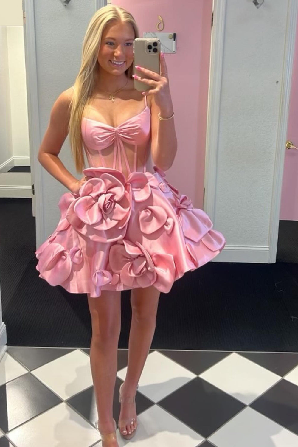 Yellow Homecoming Dresses Corset A Line Short Cocktail Dresses With 3D Flowers