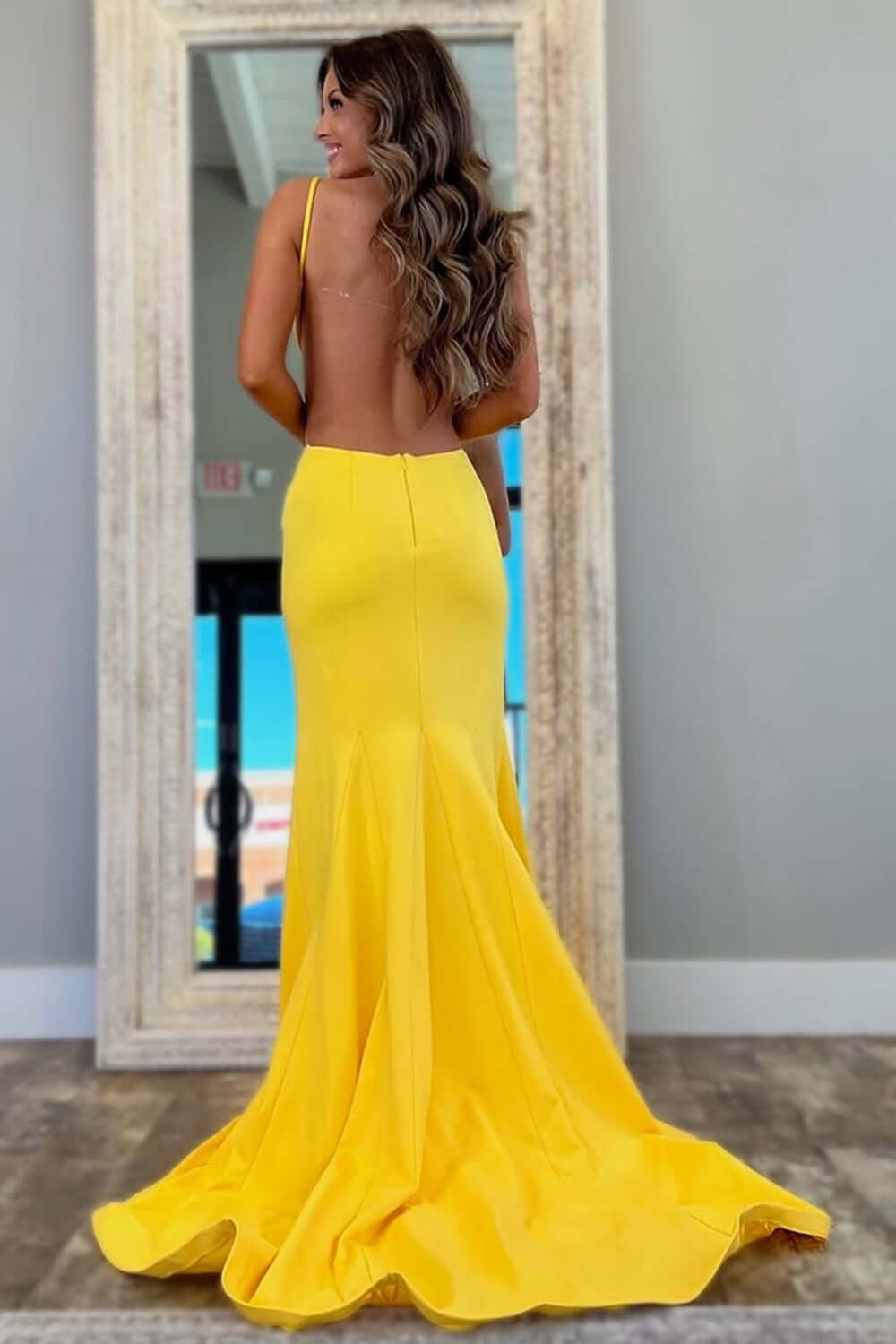 Black Prom Dress Mermaid Backless Long Sheath Formal Dress With Bow
