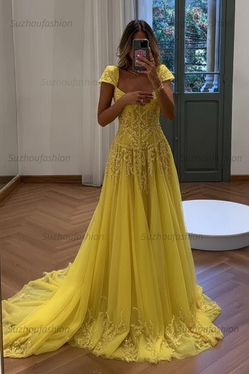 Suzhoufashion Gorgeous A Line Sweetheart Light Green Long Prom Dress With Appliques Formal Evening Gown