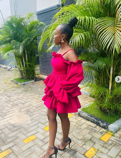 Unique Off The Shoulder Short Prom Dress ,Satin Tiered A Line Homecoming Dress - View 4 | VelvetHem