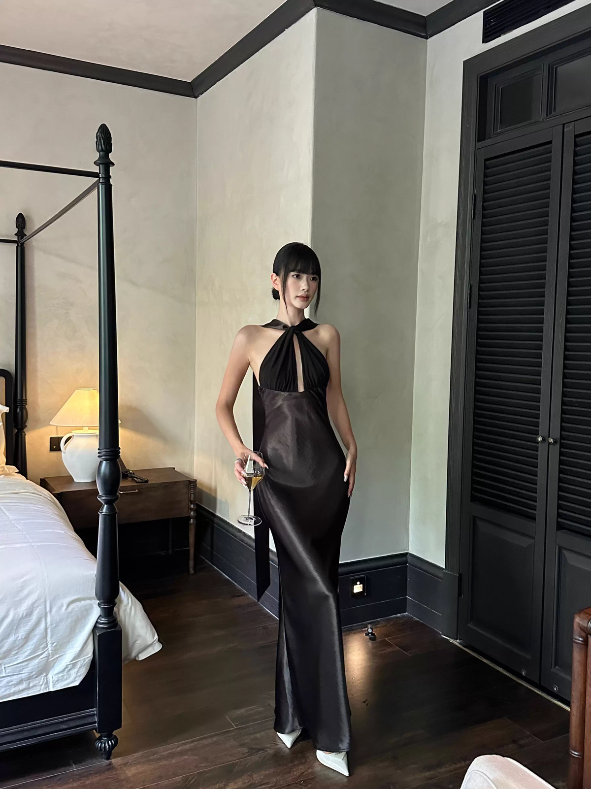 Classy Sleeveless Navy Blue Satin Mermaid Long Wedding Guest Dress Formal Backless Party Dress Evening Gown - View 6 | VelvetHem