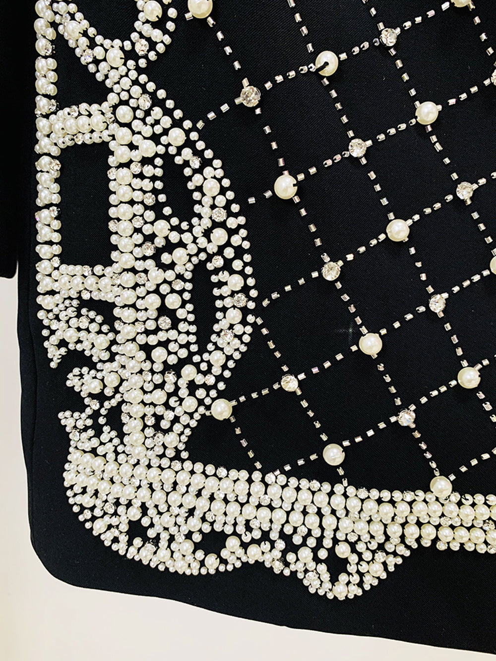 NAUTA Pearls Beaded Blazer Dress in Black