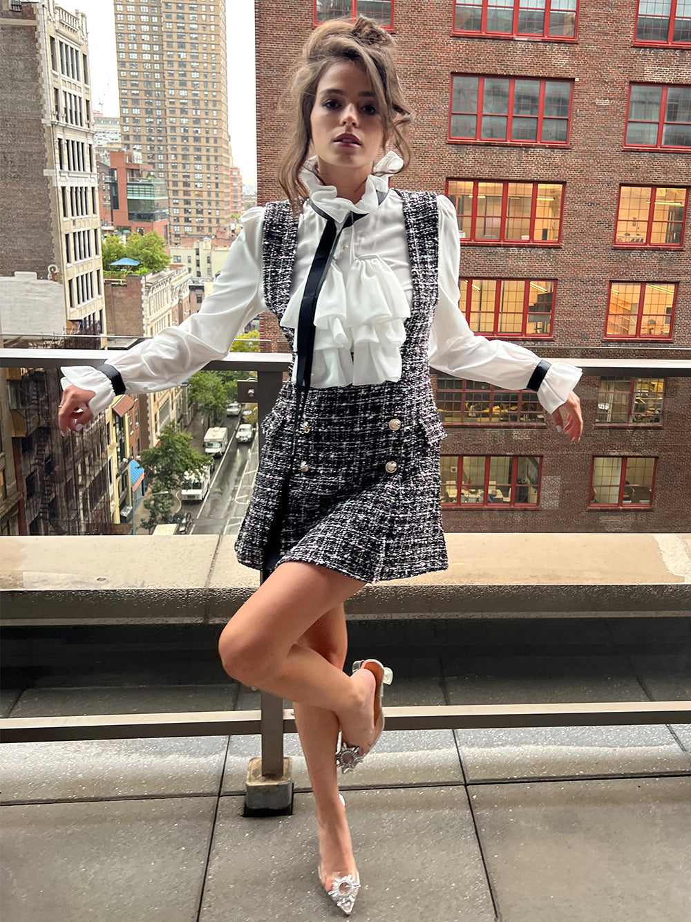 LA REVE Blouse & Tweed Dress Set