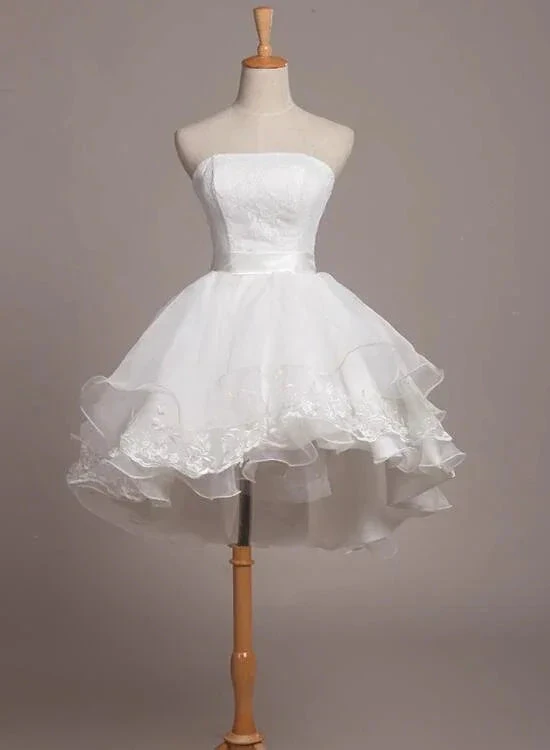 Lovely White Lace and Organza Short Graduation Dress Homecoming Dress Short Teen Formal Dresses Y2088 by simplepromdress