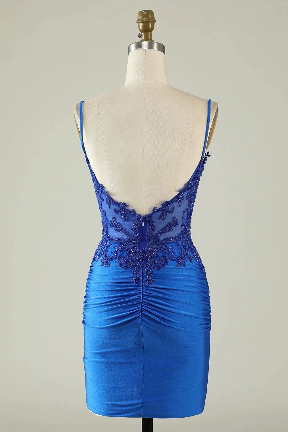 Bodycon Dark Green Spaghetti Straps Corset Homecoming Dress with Beading (ZD11541)