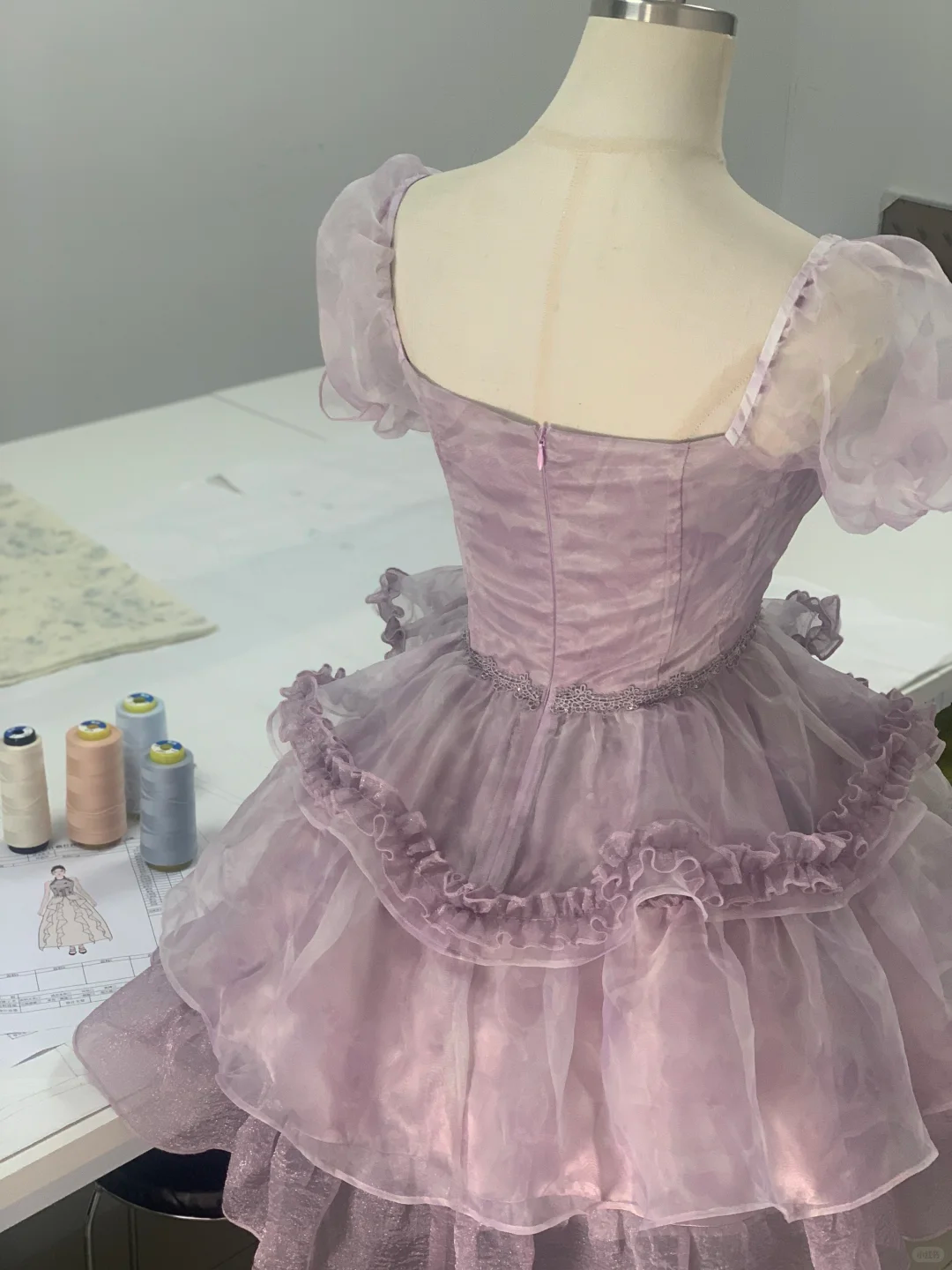 Charming Purple Organza Layered A Line Short Prom Dress Formal Homecoming Dress - View 4 | VelvetHem