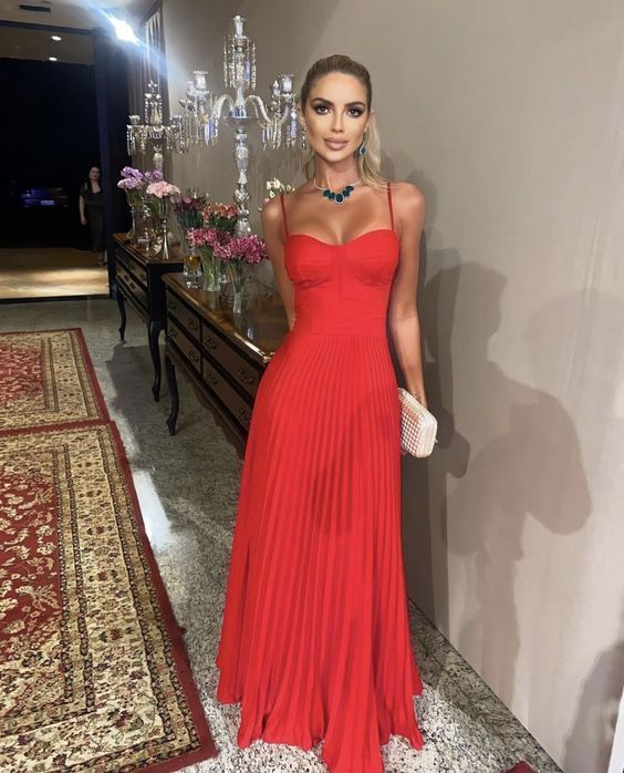 Red sweetheart neck long prom dress evening dress Y6296 - VelvetHem